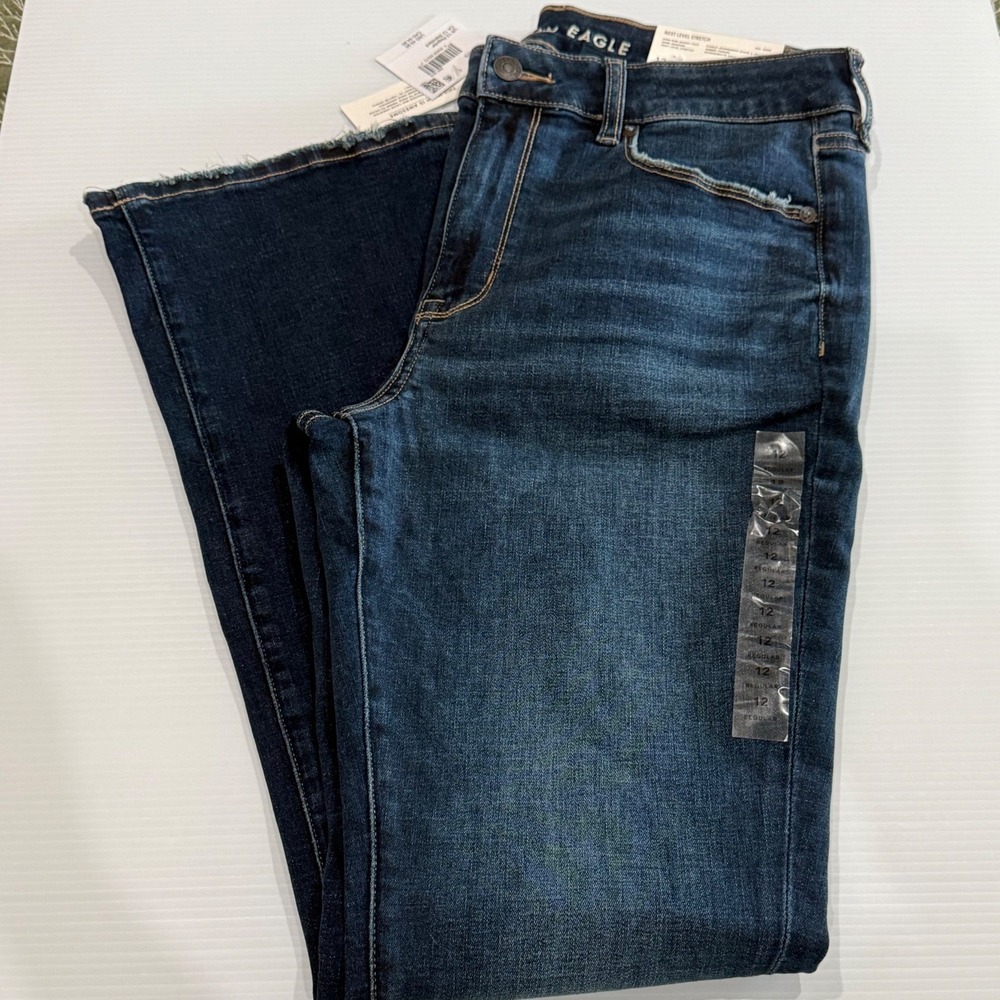 American Eagle High-Rise Skinny Kick Jeans 12 Dark Shadow Next Level Stretch